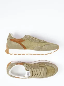 Candice Cooper – Retro-Sneaker aus Veloursleder olivgrün