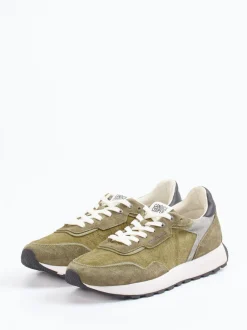 Candice Cooper – Retro-Sneaker aus Veloursleder Olivgrün