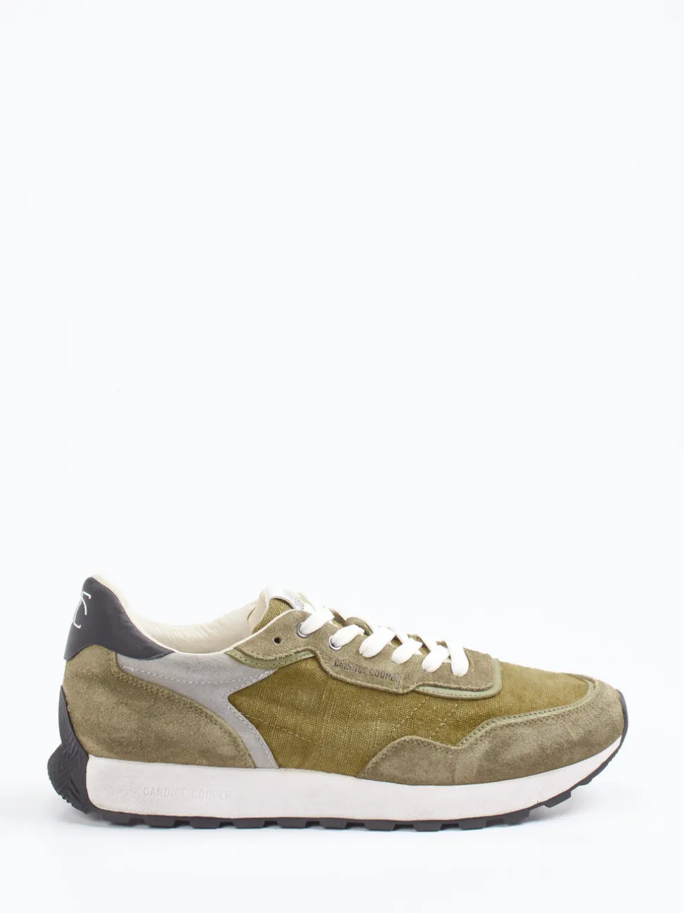 Candice Cooper – Retro-Sneaker aus Veloursleder Olivgrün