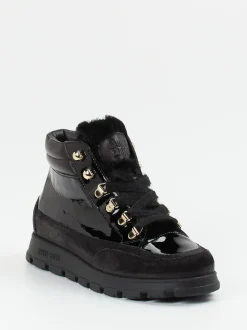 Candice Cooper – Schnürboots aus Lackleder Schwarz