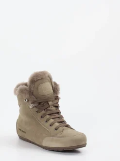 Candice Cooper – Schnürboots aus Nubukleder in Taupe
