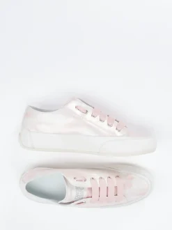Candice Cooper – Sneaker aus geprägtem Leder rosémetallic
