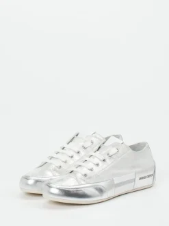 Candice Cooper – Sneaker aus Metallicleder silber