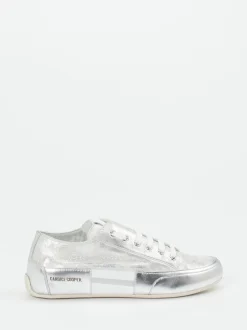 Candice Cooper – Sneaker aus Metallicleder silber