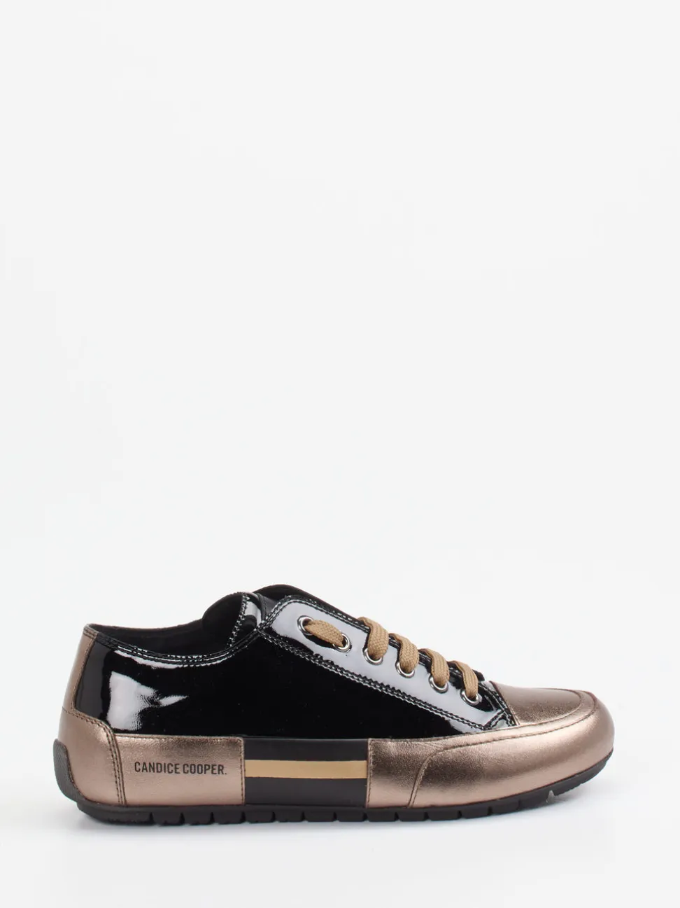 Candice Cooper – Sneaker aus Lackleder mit Metallic-Details