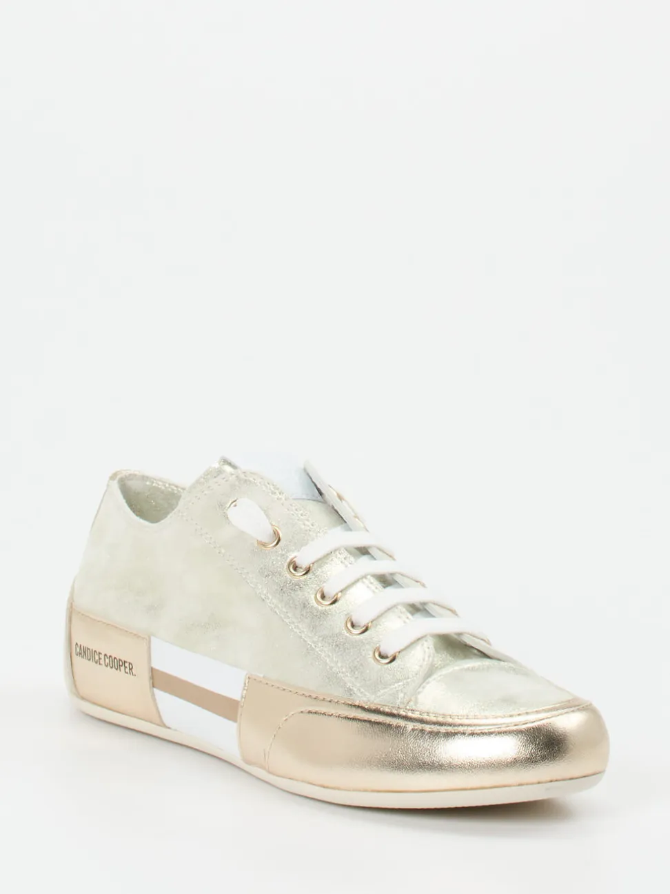 Candice Cooper – Sneaker aus Metallicleder goldfarben