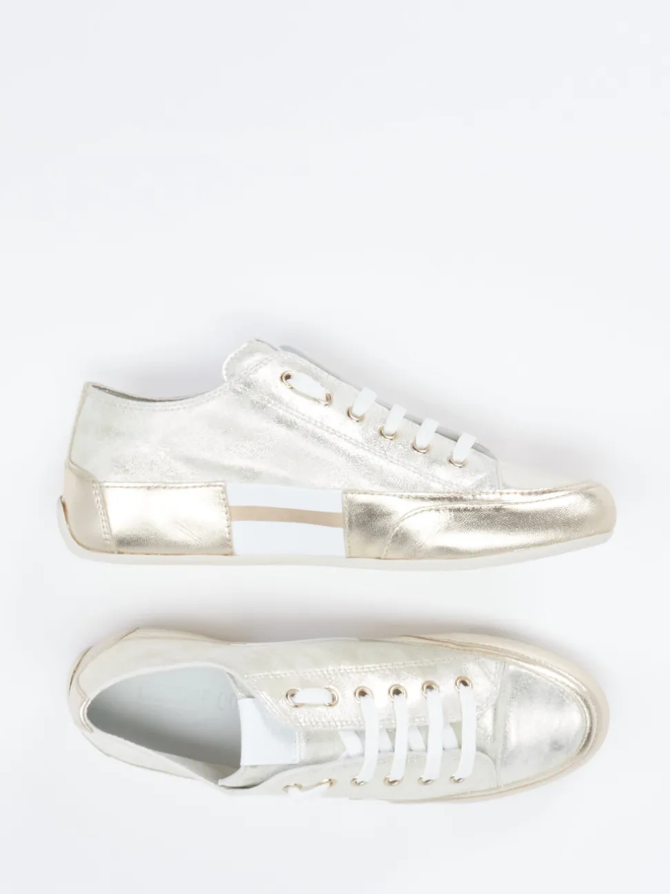 Candice Cooper – Sneaker aus Metallicleder goldfarben