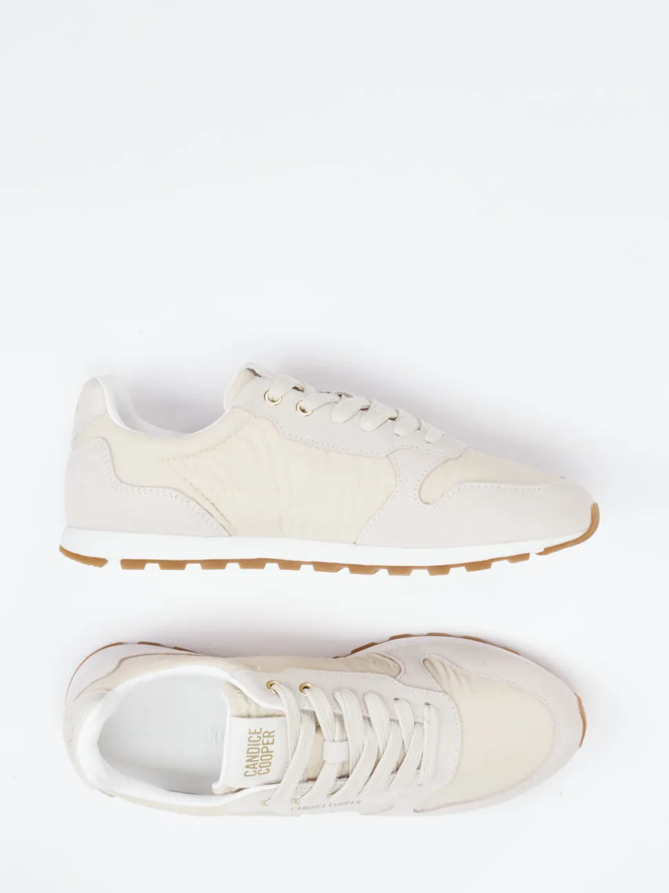 Candice Cooper – Sneaker aus Veloursleder und Textil beige
