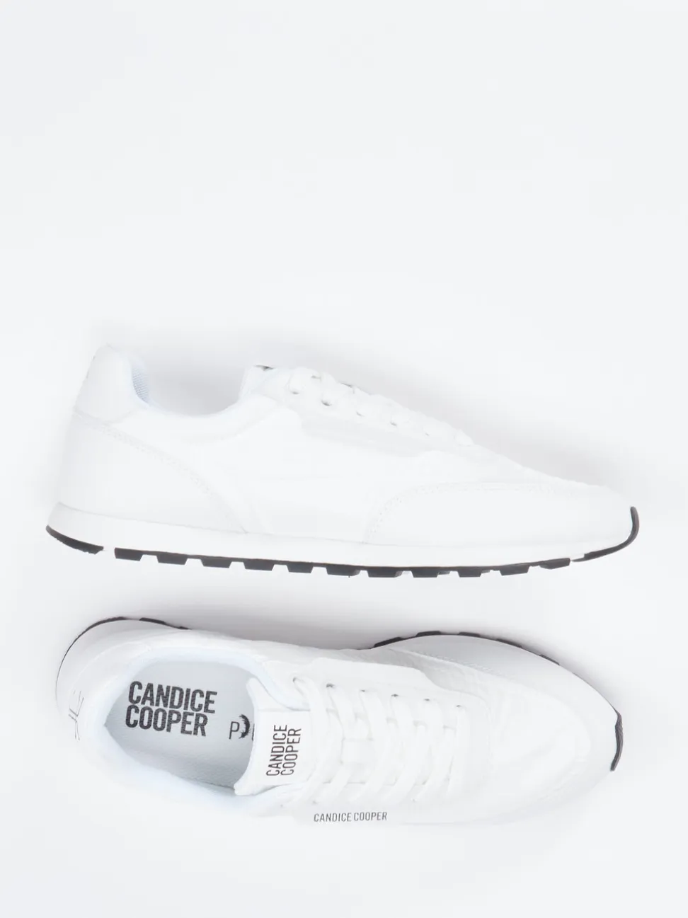 Candice Cooper – Sneaker aus Nylon und Glattleder weiß
