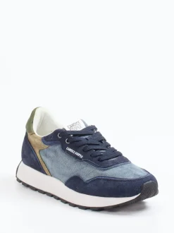Candice Cooper – Sneaker aus Veloursleder und Denim blau