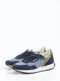 Candice Cooper – Sneaker aus Veloursleder und Denim blau