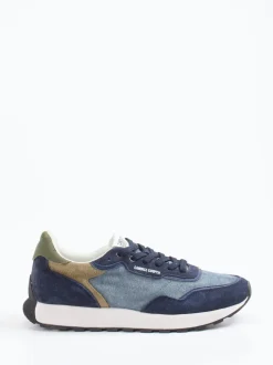 Candice Cooper – Sneaker aus Veloursleder und Denim blau