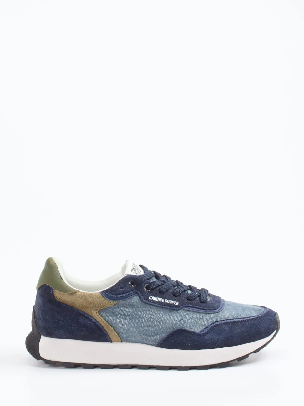 Candice Cooper – Sneaker aus Veloursleder und Denim blau