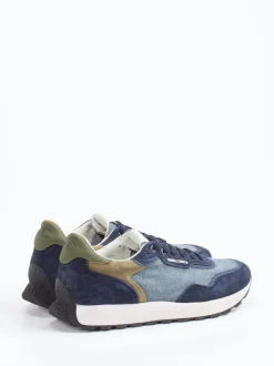 Candice Cooper – Sneaker aus Veloursleder und Denim blau