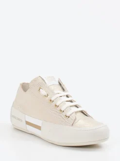 Candice Cooper – Sneaker aus Metallicleder champagner