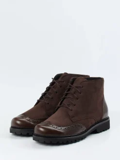 Christian Dietz – Brogue-Boots aus Veloursleder braun