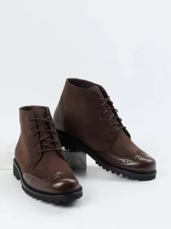 Christian Dietz – Brogue-Boots aus Veloursleder braun