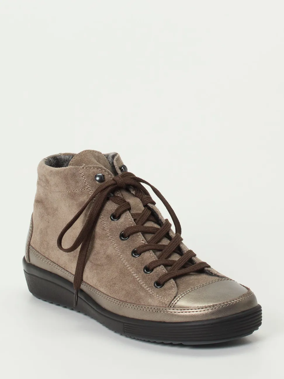 Christian Dietz – High-Top Schnürschuh aus Veloursleder taupe