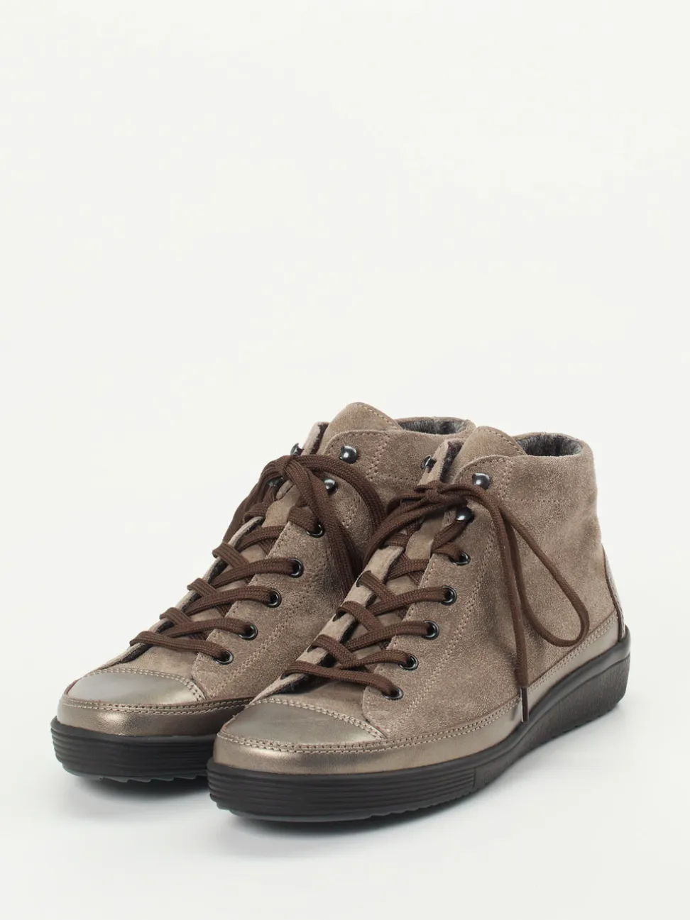 Christian Dietz – High-Top Schnürschuh aus Veloursleder taupe