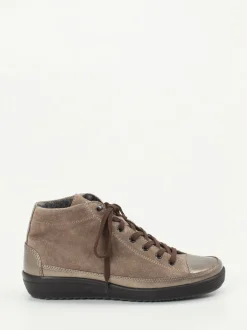 Christian Dietz – High-Top Schnürschuh aus Veloursleder taupe