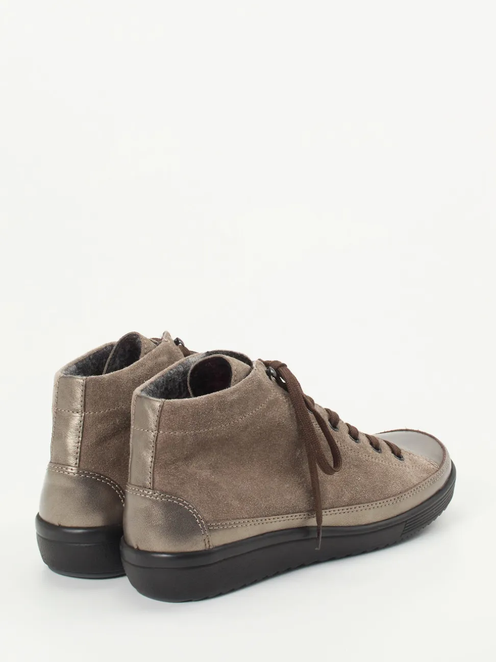Christian Dietz – High-Top Schnürschuh aus Veloursleder taupe