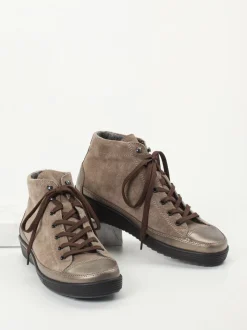 Christian Dietz – High-Top Schnürschuh aus Veloursleder taupe