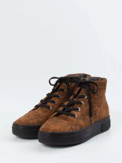 Christian Dietz – High-Top Sneaker aus geprägtem Leder braun