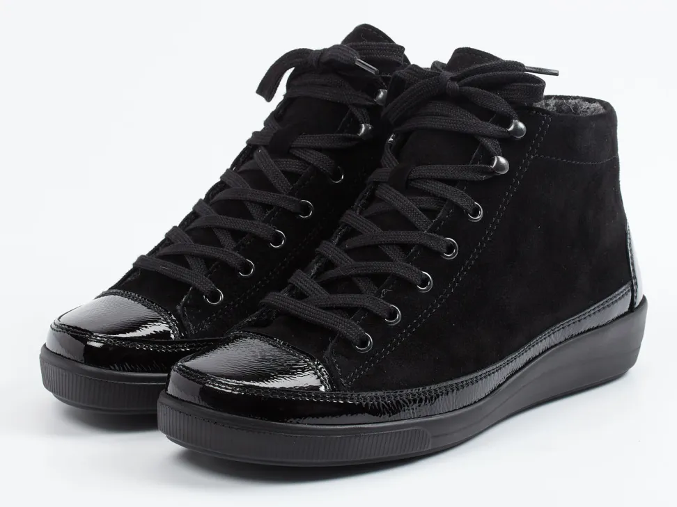Christian Dietz – High-Top-Sneaker aus Velours- & Lackleder