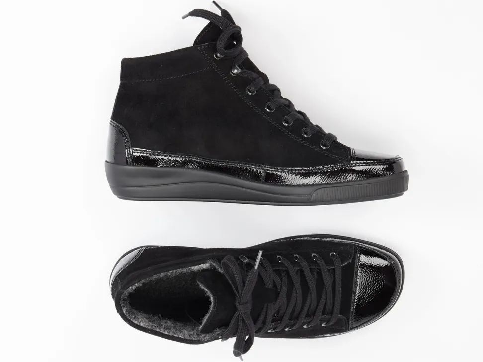 Christian Dietz – High-Top-Sneaker aus Velours- & Lackleder