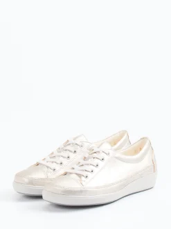 Christian Dietz – Komfort-Sneaker aus Metallicleder Beige