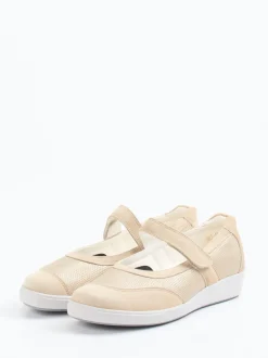 Christian Dietz – Mary Jane Sneaker aus Stretch und Veloursleder beige