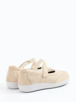 Christian Dietz – Mary Jane Sneaker aus Stretch und Veloursleder beige