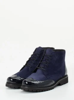Christian Dietz – Schnürboots aus Veloursleder Dunkelblau