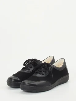Christian Dietz – Schnürschuh aus Stretch und Veloursleder Schwarz