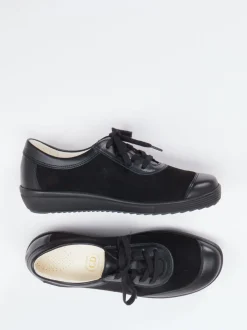 Christian Dietz – Schnürschuh aus Stretch und Veloursleder Schwarz