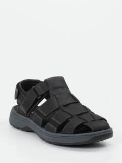 Clarks – Fischersandalen aus Fettleder Schwarz