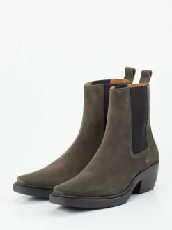 Copenhagen – Chelsea Boots aus Veloursleder olivgrau