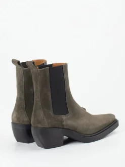 Copenhagen – Chelsea Boots aus Veloursleder olivgrau
