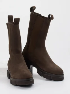 Copenhagen – Chelsea Boots aus Velours-Kalbleder Dunkelbraun