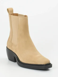 Copenhagen – Chelsea Boots aus Veloursleder Sandbeige