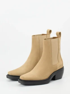 Copenhagen – Chelsea Boots aus Veloursleder Sandbeige
