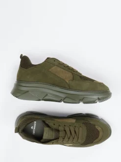 Copenhagen – Chunky Sneaker aus Nubukleder olivgrün