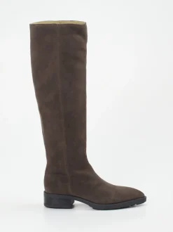 Copenhagen – Kniehohe Stiefel aus Veloursleder Dunkelbraun