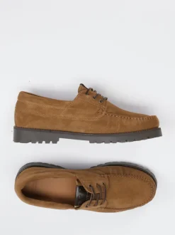Copenhagen – Schnürschuh aus Veloursleder cognacbraun