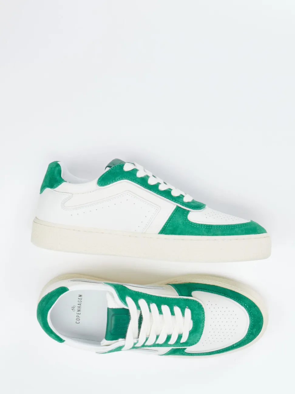 Copenhagen – Sneaker aus Kalbleder in Weiß-Grün