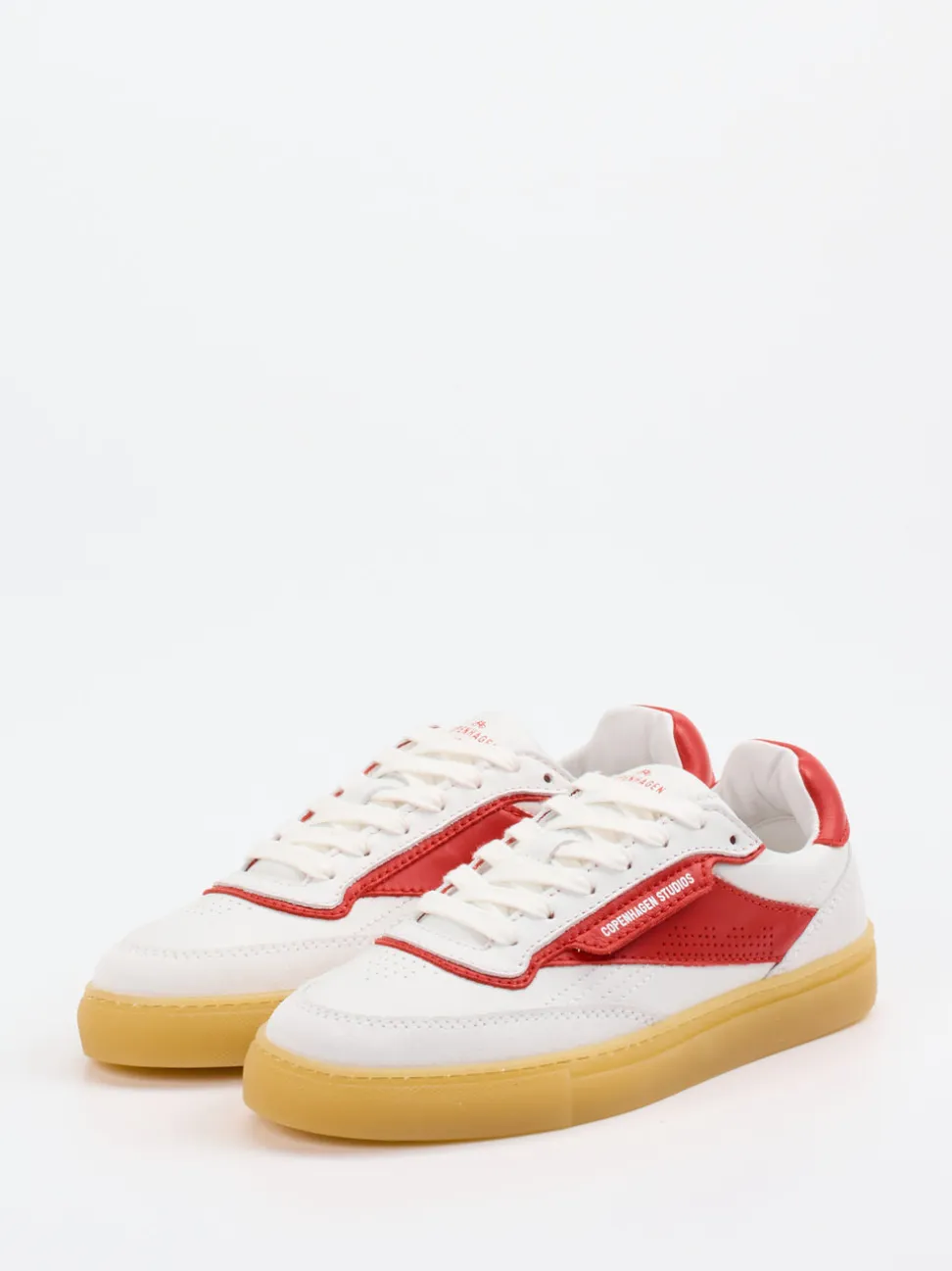 Copenhagen – Sneaker aus Kalbleder in Weiß-Rot