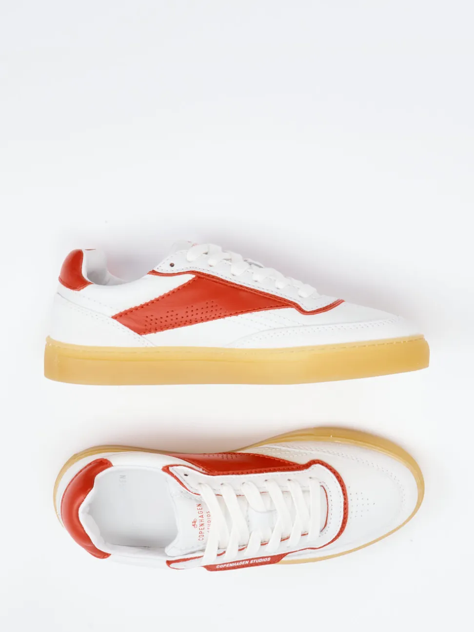 Copenhagen – Sneaker aus Kalbleder in Weiß-Rot