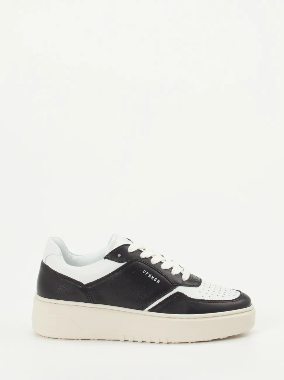 Copenhagen – Sneaker aus Kalbleder in Weiß-Schwarz