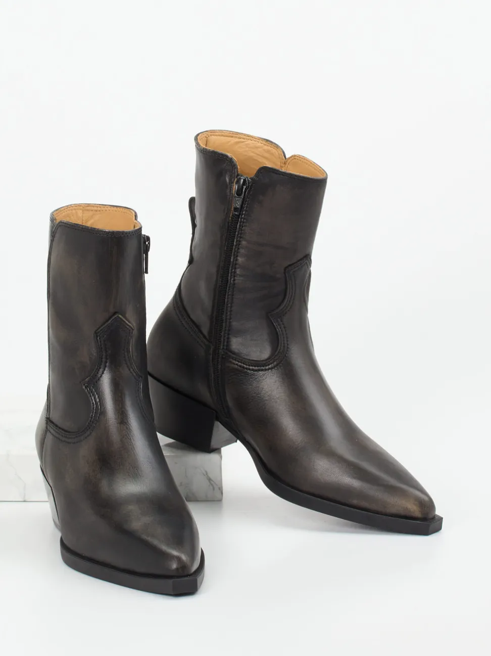 Copenhagen – Western-Stiefeletten aus Leder dunkelbraun