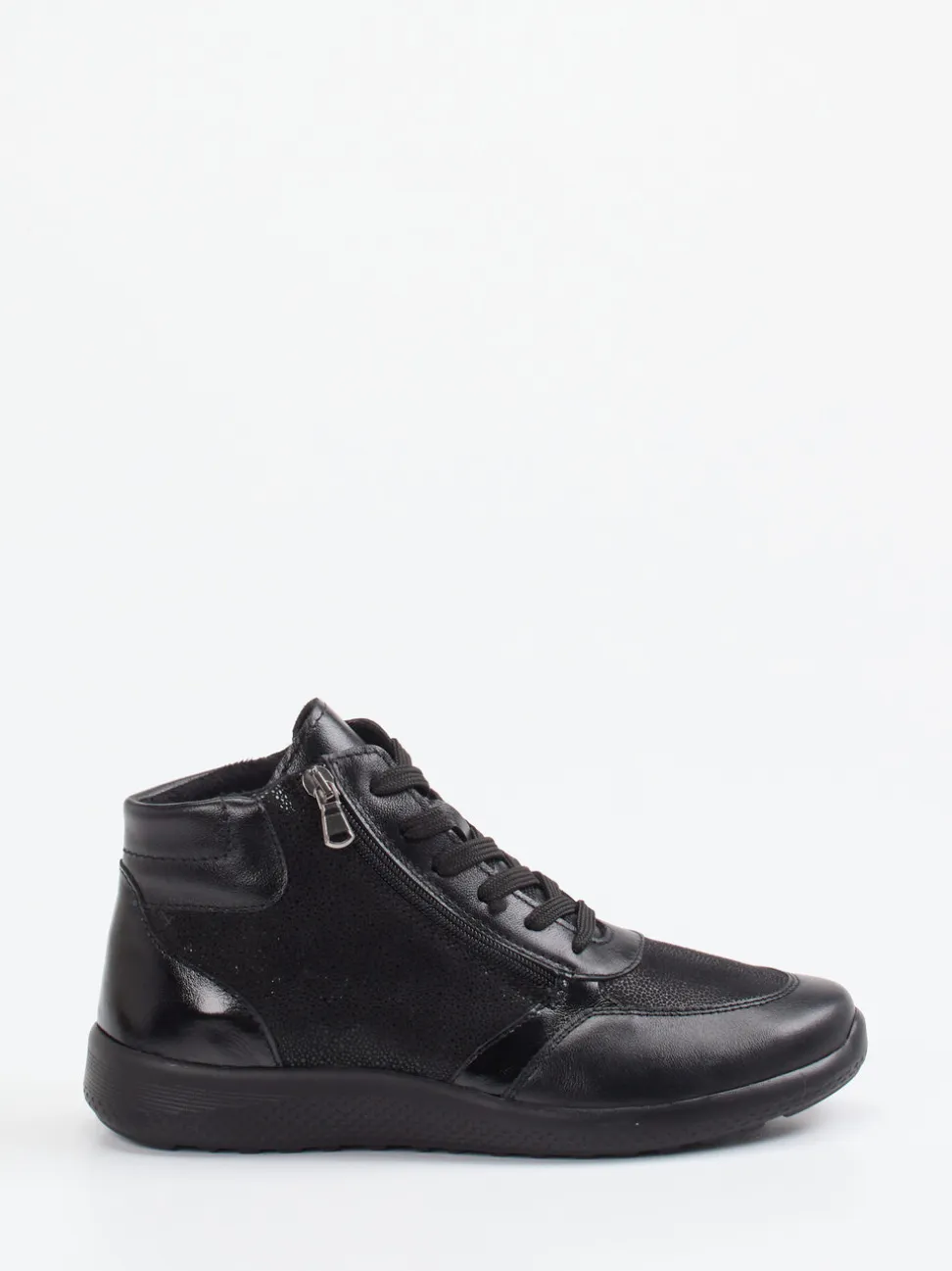 Cypres Soft – Schnürstiefelette aus Stretchleder schwarz